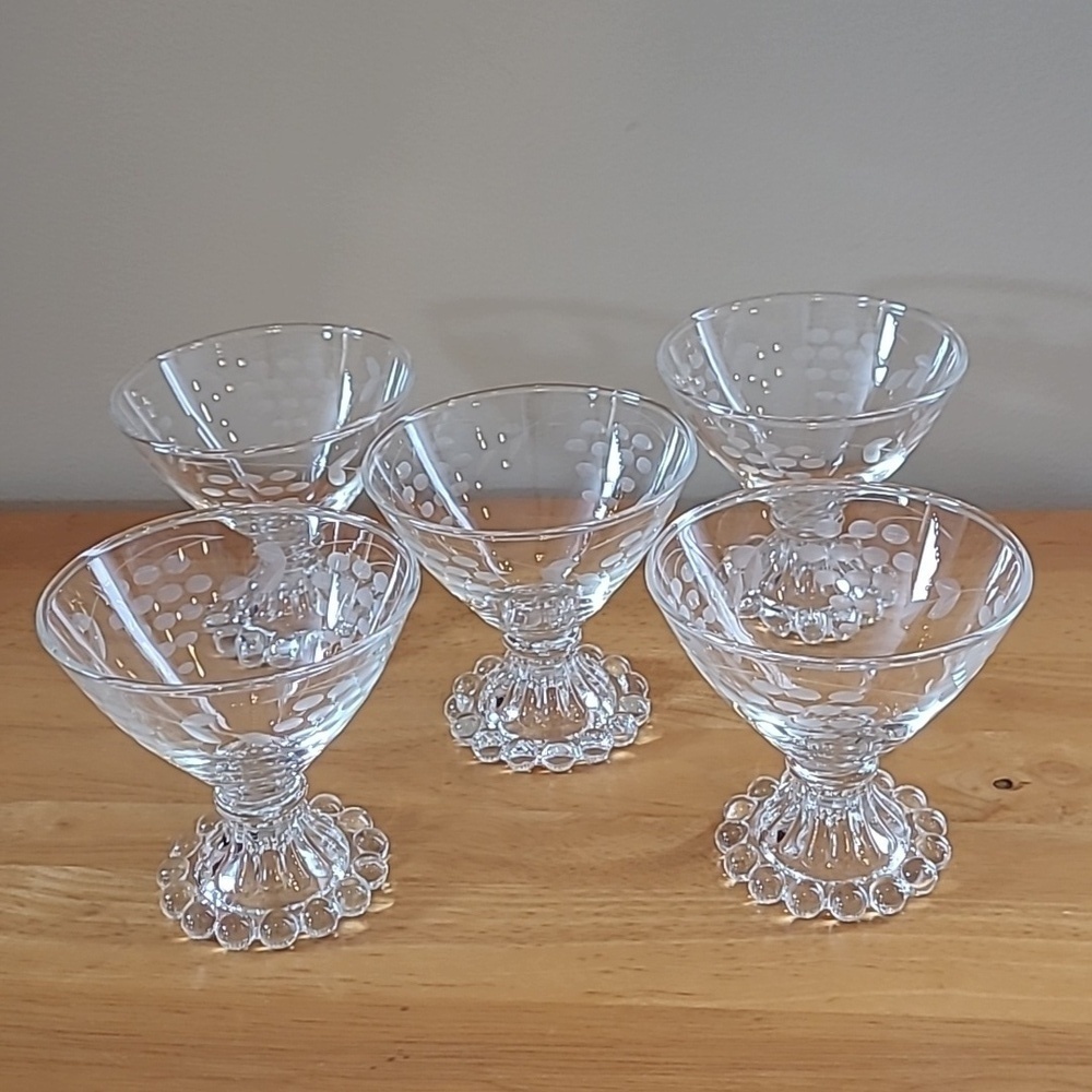VINTAGE 50s "Boopie" Unique Champagne or Sherbert Custard Glasses, Set of 5